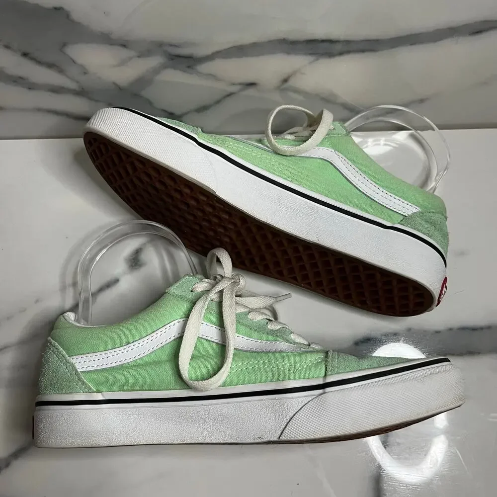 Vans Skateboard Mint Green Low Top Suede Leather Sneakers Men Sz 6 Women Sz 7.5
